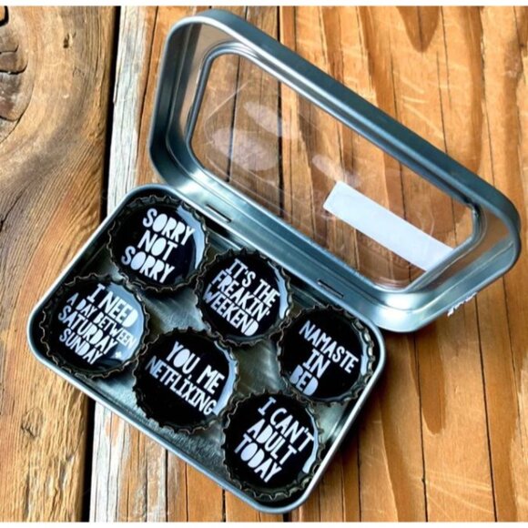 Funny Magnet Set With Weekend-Themed Quotes In Tin Box - Picture 3 of 4